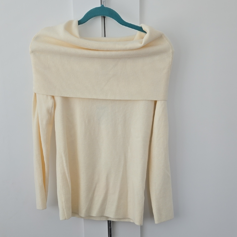 Zara Cream Off-Shoulder Sweater